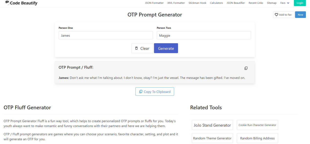 OTP Prompt Generator AIPowered OTP Romance Dialogue Creator